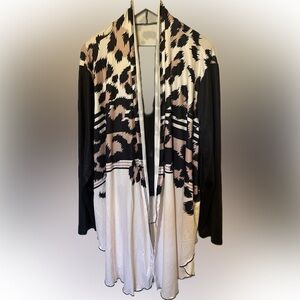 Black Animal Print Cardigan and Legging Outfit